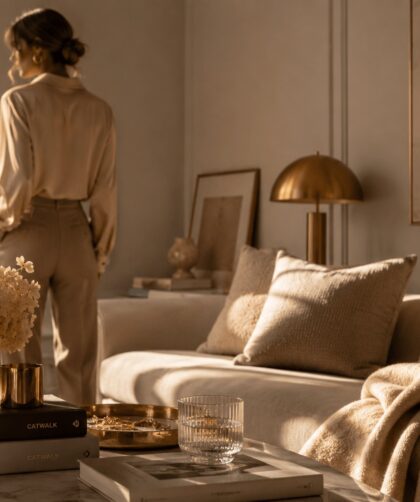 Elegante luxuriöse Wohnatmosphäre mit harmonischen Naturfarben und moderner Farbpsychologie